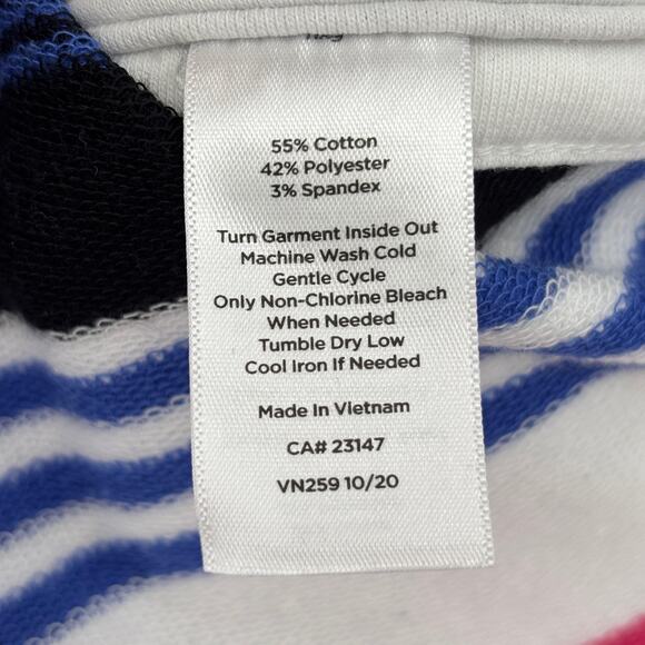 T by Talbots Sweatshirt Size 2X Blue Pink Stripe Pullover Drawstring Funnel Neck - Picture 10 of 10